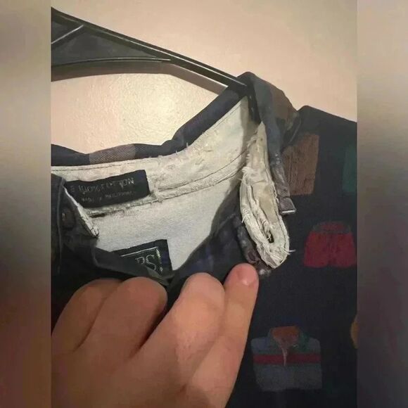 Rare Vintage Chaps x Polo Ralph Lauren Chaps All Over Print Button Down Navy - Picture 5 of 7